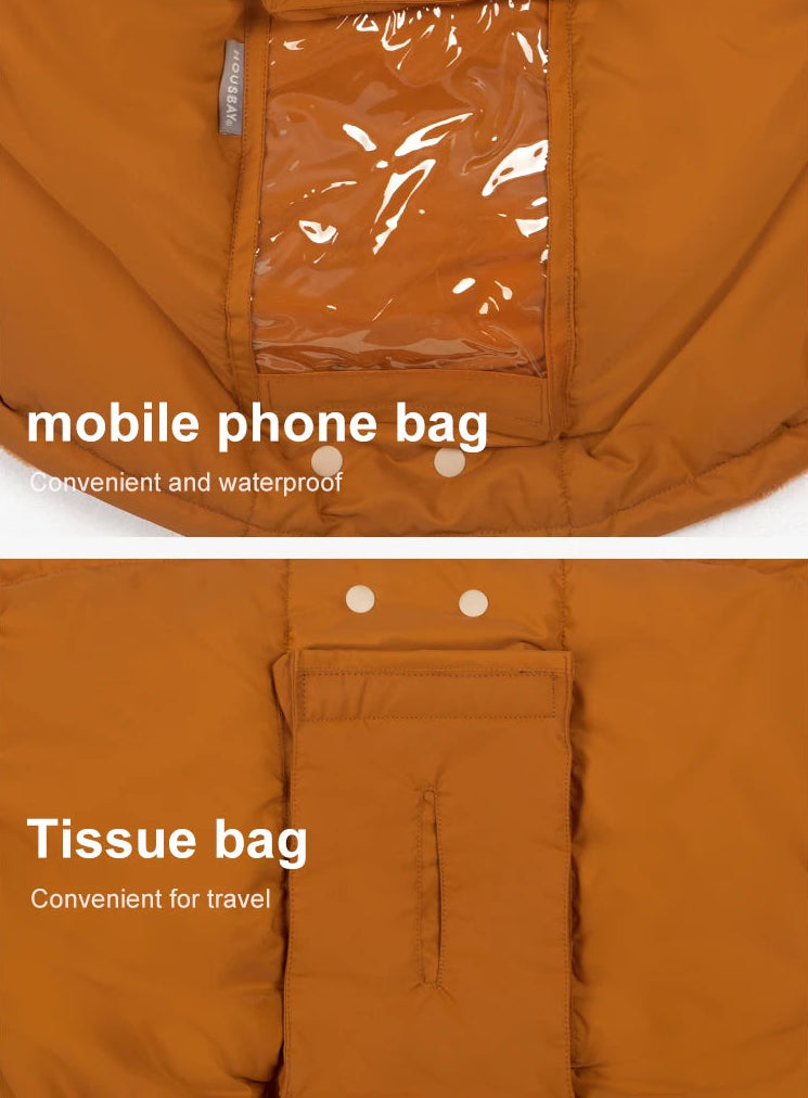 Tiny Treasures™ Stroller Fur Fleece Gloves with Mobile Phone Case