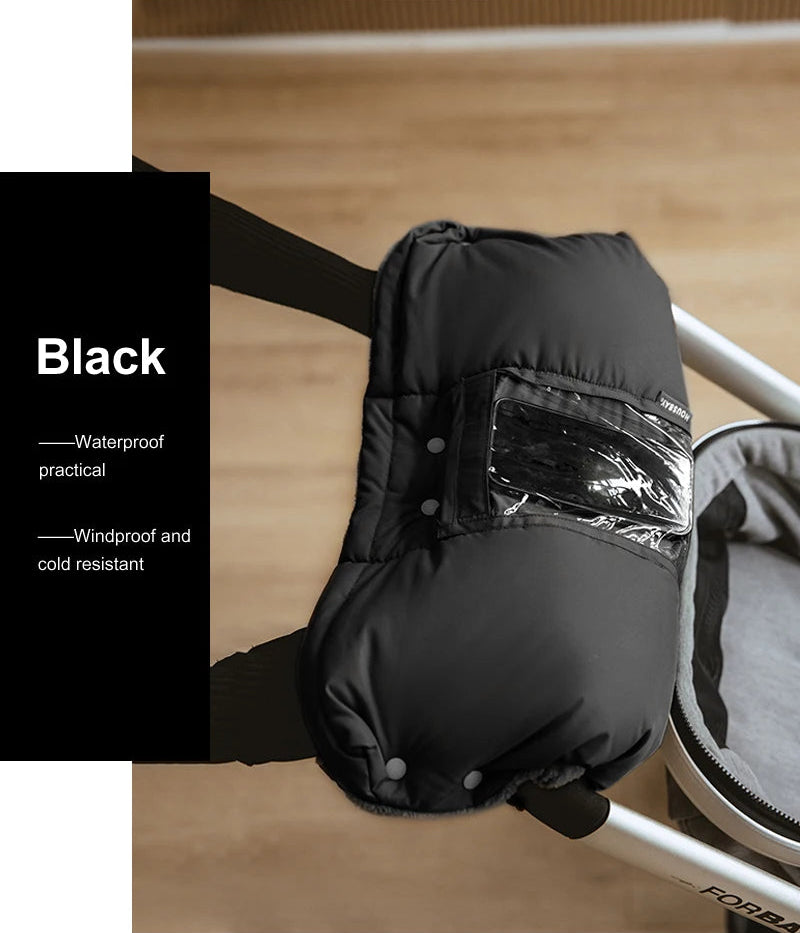 Tiny Treasures™ Stroller Fur Fleece Gloves with Mobile Phone Case